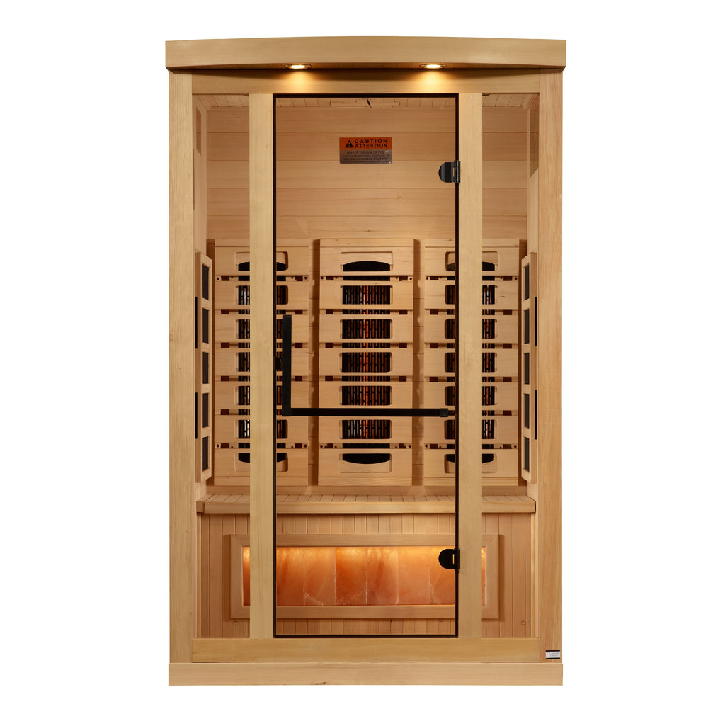 Golden Designs 2-Person Full Spectrum Infrared Sauna with Himalayan Salt Bar - Canadian Hemlock (GDI-8020-03)