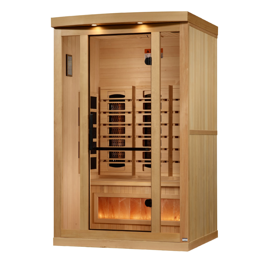 Golden Designs 2-Person Full Spectrum Infrared Sauna with Himalayan Salt Bar - Canadian Hemlock (GDI-8020-03)