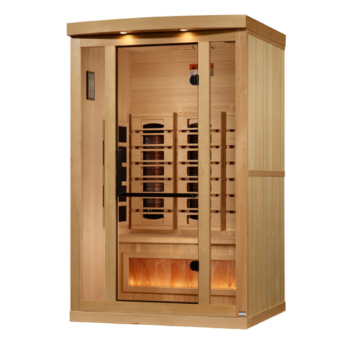 Golden Designs 2-Person Full Spectrum Infrared Sauna with Himalayan Salt Bar - Canadian Hemlock (GDI-8020-03)