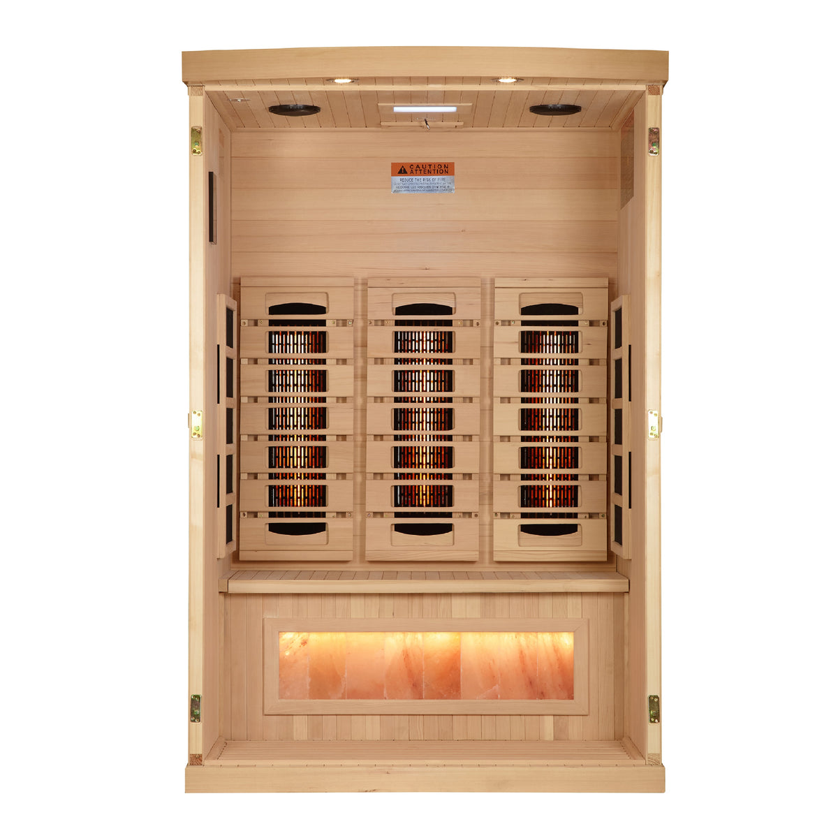 Golden Designs 2-Person Full Spectrum Infrared Sauna with Himalayan Salt Bar - Canadian Hemlock (GDI-8020-03)