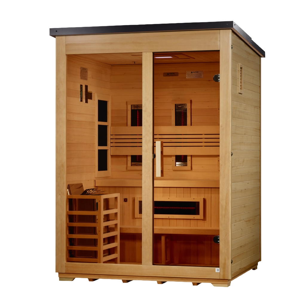 Golden Designs Carinthia 3-Person Hybrid Outdoor Sauna - Flat Roof, Canadian Hemlock (GDI-8023-01)