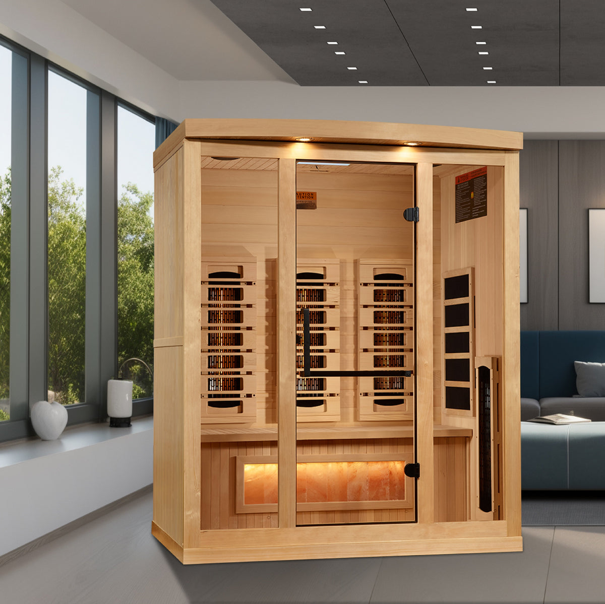 Golden Designs 3-Person Full Spectrum Infrared Sauna with Himalayan Salt Bar (GDI-8030-03) - photo 1