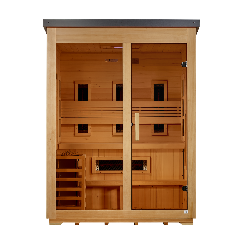 Golden Designs Carinthia 3-Person Hybrid Outdoor Sauna - Flat Roof, Canadian Hemlock (GDI-8023-01)