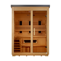 Golden Designs Carinthia 3-Person Hybrid Outdoor Sauna - Flat Roof, Canadian Hemlock (GDI-8023-01)