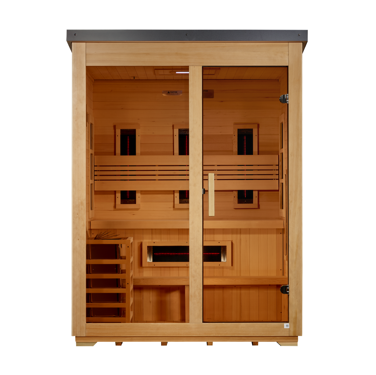 Golden Designs Carinthia 3-Person Hybrid Outdoor Sauna - Flat Roof, Canadian Hemlock (GDI-8023-01)